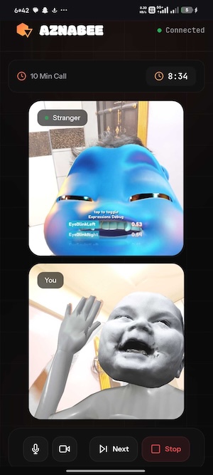 Fun AR lens during a random video chat call