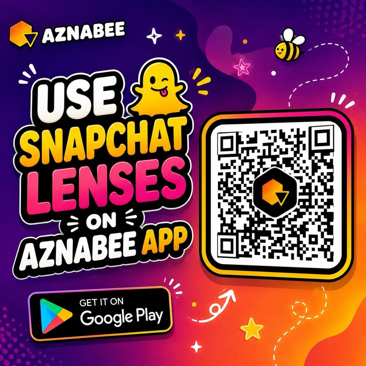 Use Snapchat lenses on the Aznabee app - download on Google Play
